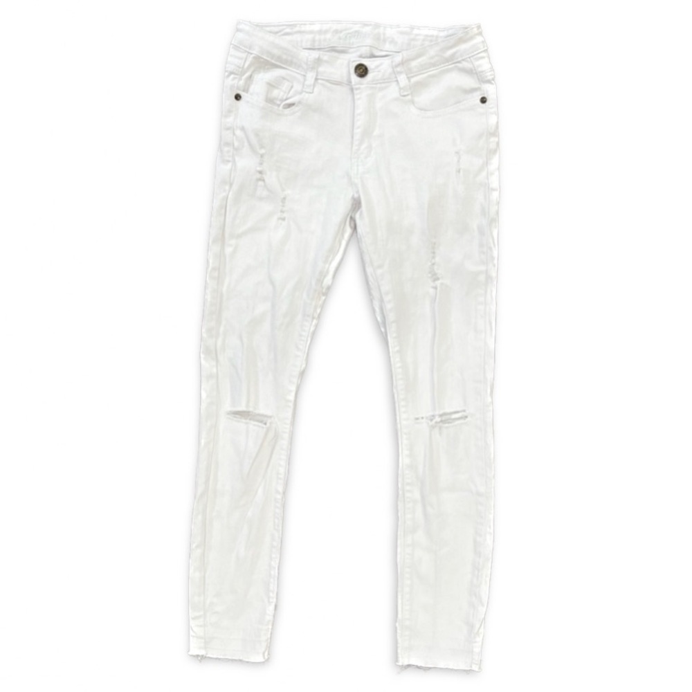 Machine Slightly Distressed White Jeans